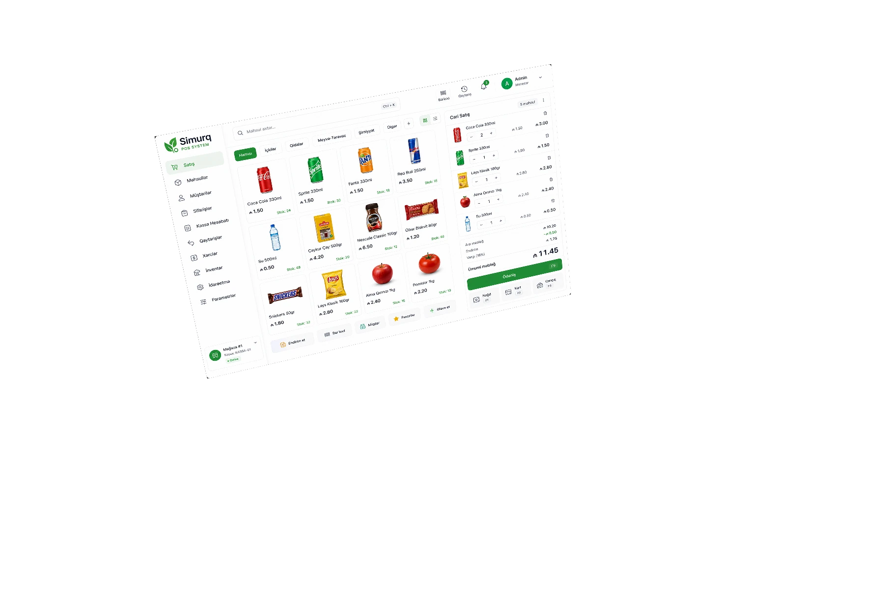POS sistemi desktop interfeysi